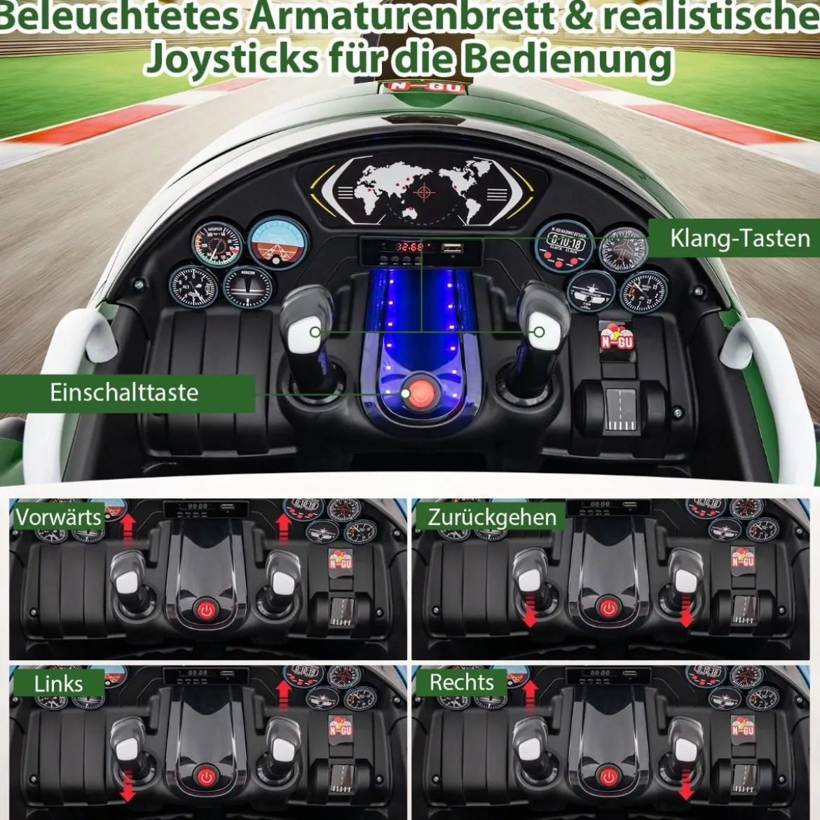 Kinder Elektroauto im Flugzeug-Look Elektroflugzeug Aufsitz mit Fernsteuerung 124 x 100 x 62 cm