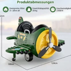Kinder Elektroauto im Flugzeug-Look Elektroflugzeug Aufsitz mit Fernsteuerung 124 x 100 x 62 cm
