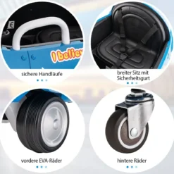 Kinder Elektroauto im Flugzeug-Look Elektroflugzeug Aufsitz mit Fernsteuerung Blau