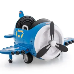 Kinder Elektroauto im Flugzeug-Look Elektroflugzeug Aufsitz mit Fernsteuerung Blau