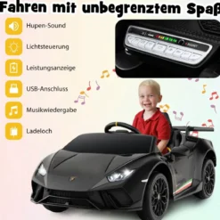 Kinder Elektroauto Lamborghini 12V Kinderauto Elektrisch mit Fernbedienung Schwarz/Rosa/Gelb