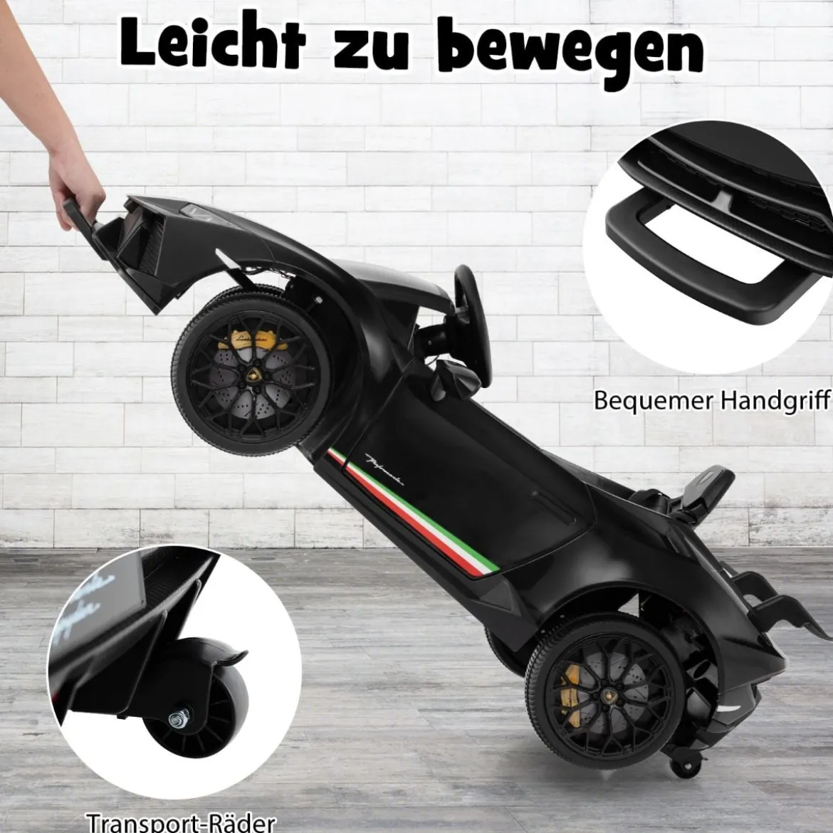 Kinder Elektroauto Lamborghini 12V Kinderauto Elektrisch mit Fernbedienung Schwarz/Rosa/Gelb