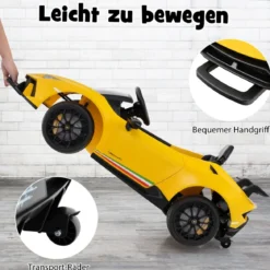 Kinder Elektroauto Lamborghini 12V Kinderauto Elektrisch mit Fernbedienung Schwarz/Rosa/Gelb