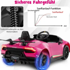 Kinder Elektroauto Lamborghini 12V Kinderauto Elektrisch mit Fernbedienung Schwarz/Rosa/Gelb