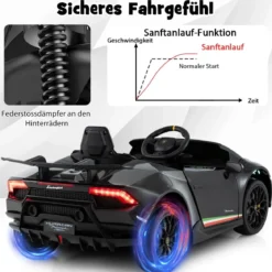 Kinder Elektroauto Lamborghini 12V Kinderauto Elektrisch mit Fernbedienung Schwarz/Rosa/Gelb