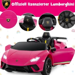 Kinder Elektroauto Lamborghini 12V Kinderauto Elektrisch mit Fernbedienung Schwarz/Rosa/Gelb