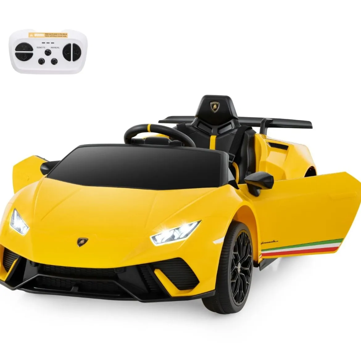 Kinder Elektroauto Lamborghini 12V Kinderauto Elektrisch mit Fernbedienung Schwarz/Rosa/Gelb