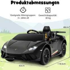 Kinder Elektroauto Lamborghini 12V Kinderauto Elektrisch mit Fernbedienung Schwarz/Rosa/Gelb