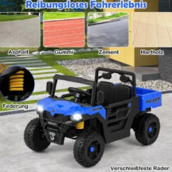 Kinder Elektroauto mit Elektrischer Kippmulde & Fernbedienung 12V Kinderauto Kinderfahrzeug Blau