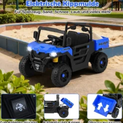 Kinder Elektroauto mit Elektrischer Kippmulde & Fernbedienung 12V Kinderauto Kinderfahrzeug Blau