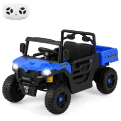 Kinder Elektroauto mit Elektrischer Kippmulde & Fernbedienung 12V Kinderauto Kinderfahrzeug Blau