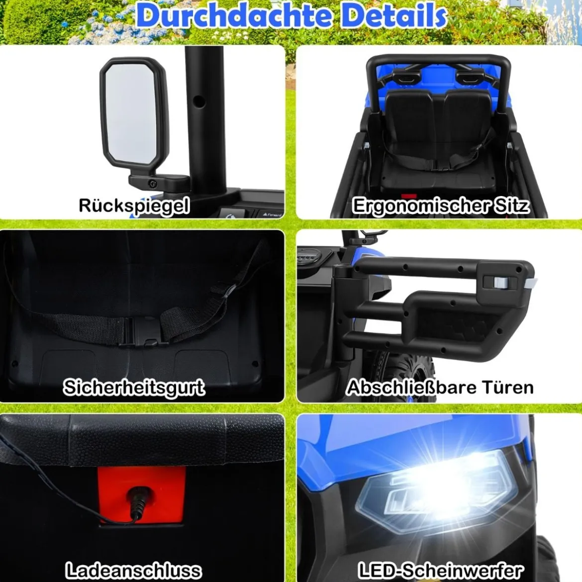 Kinder Elektroauto mit Elektrischer Kippmulde & Fernbedienung 12V Kinderauto Kinderfahrzeug Blau