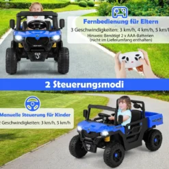 Kinder Elektroauto mit Elektrischer Kippmulde & Fernbedienung 12V Kinderauto Kinderfahrzeug Blau