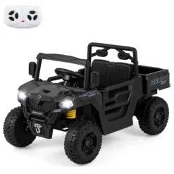 Kinder Elektroauto mit Elektrischer Kippmulde & Fernbedienung 12V Kinderauto Kinderfahrzeug Schwarz