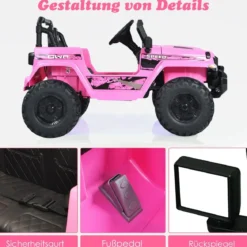 Kinder Elektroauto mit 2,4G-Fernbedienung & MP3 & Hupe 12V Elektro Kinderauto Rosa