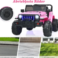 Kinder Elektroauto mit 2,4G-Fernbedienung & MP3 & Hupe 12V Elektro Kinderauto Rosa