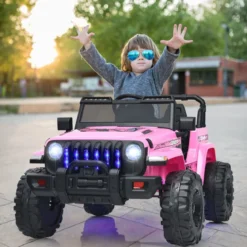 Kinder Elektroauto mit 2,4G-Fernbedienung & MP3 & Hupe 12V Elektro Kinderauto Rosa