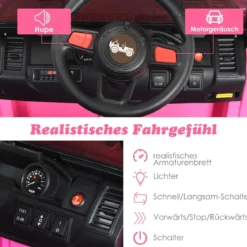 Kinder Elektroauto mit 2,4G-Fernbedienung & MP3 & Hupe 12V Elektro Kinderauto Rosa