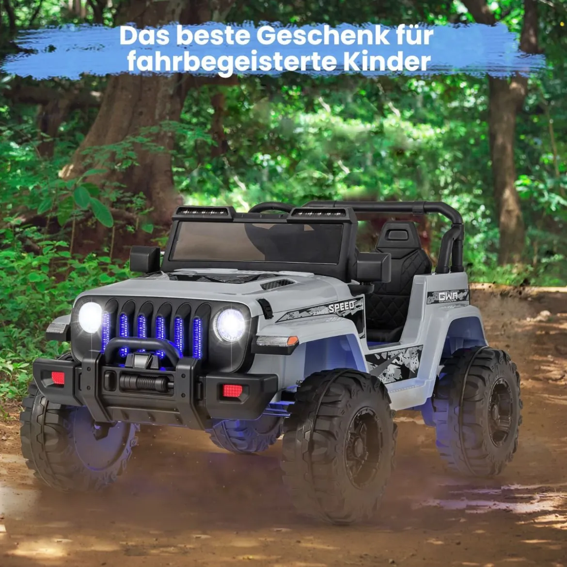 Kinder Elektroauto mit 2,4G-Fernbedienung & MP3 & Hupe 12V Elektro Kinderauto Grau