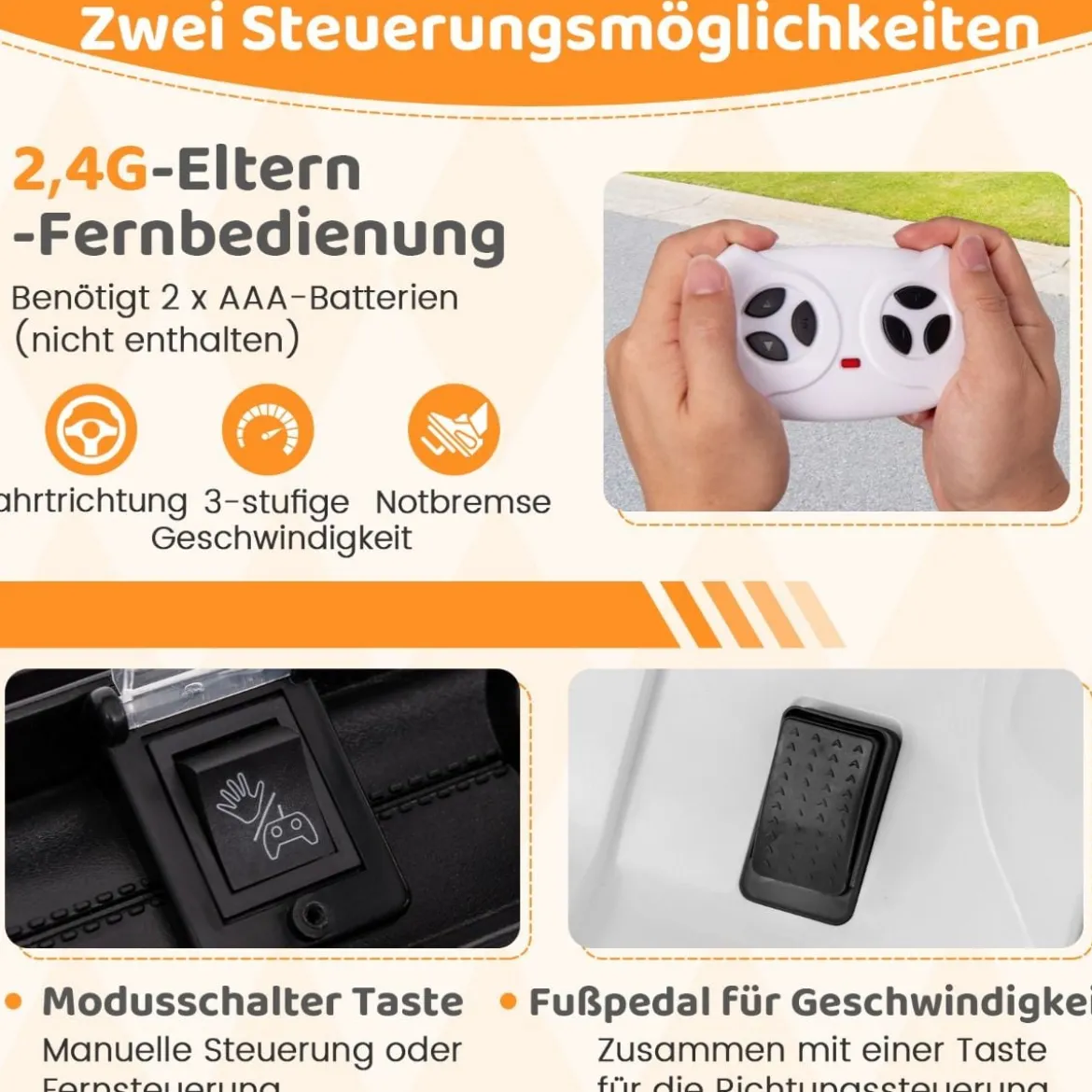 Kinder Elektroauto mit 2,4G Fernbedienung & USB & Licht & Musik 12V Kinderauto Jeep Auto
