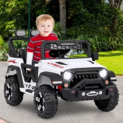 Kinder Elektroauto mit 2,4G Fernbedienung & USB & Licht & Musik 12V Kinderauto Jeep Auto