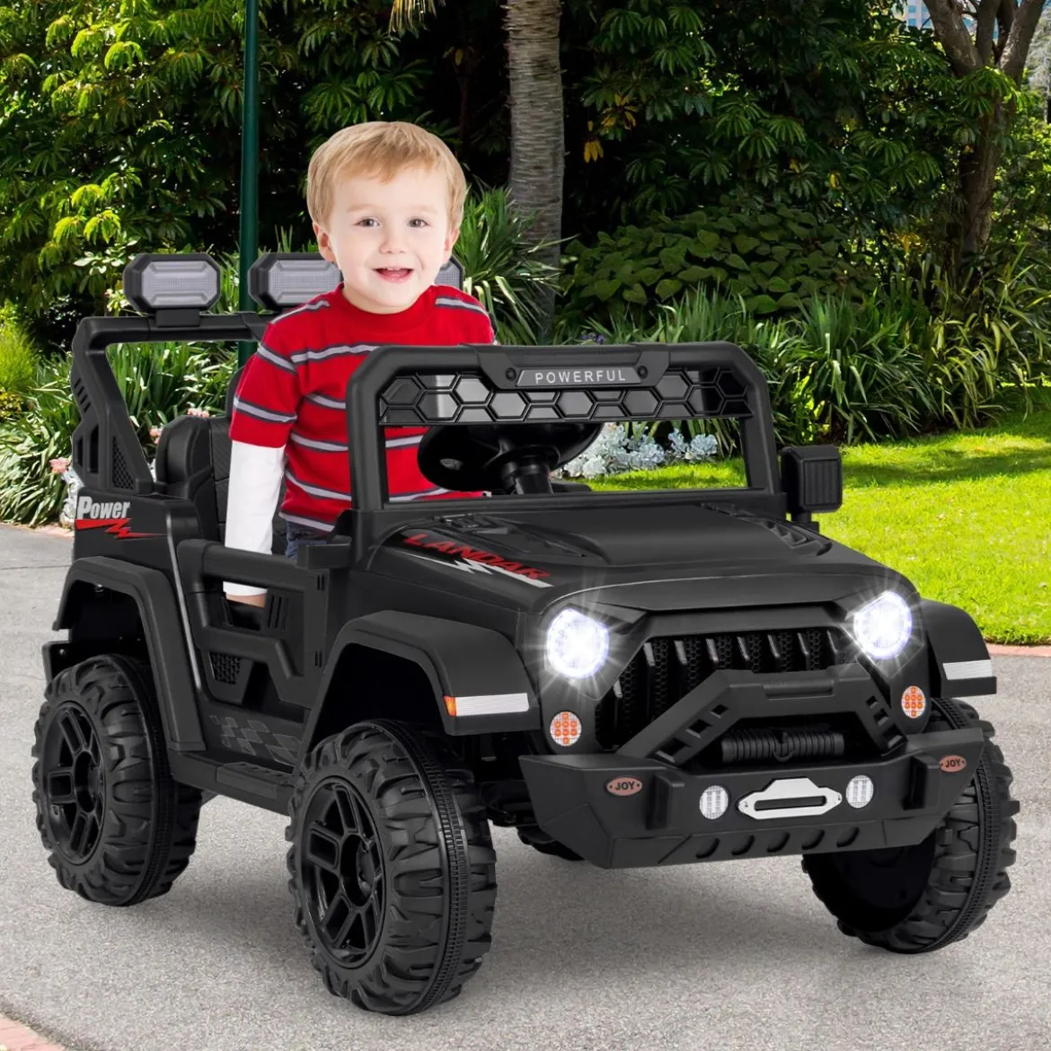 Kinder Elektroauto mit 2,4G Fernbedienung & USB & Licht & Musik 12V Kinderauto Jeep Auto