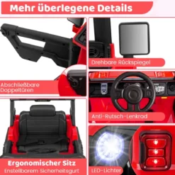 Kinder Elektroauto mit 2,4G Fernbedienung & USB & Licht & Musik 12V Kinderauto Jeep Auto