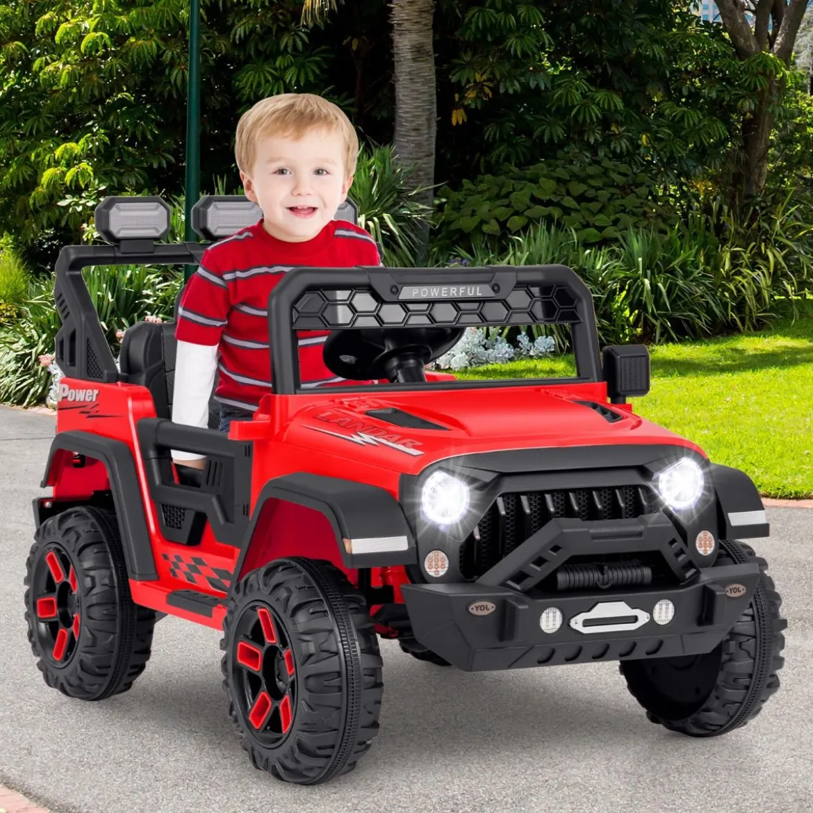 Kinder Elektroauto mit 2,4G Fernbedienung & USB & Licht & Musik 12V Kinderauto Jeep Auto