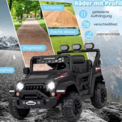 Kinder Elektroauto mit 2,4G Fernbedienung & USB & Licht & Musik 12V Kinderauto Jeep Auto
