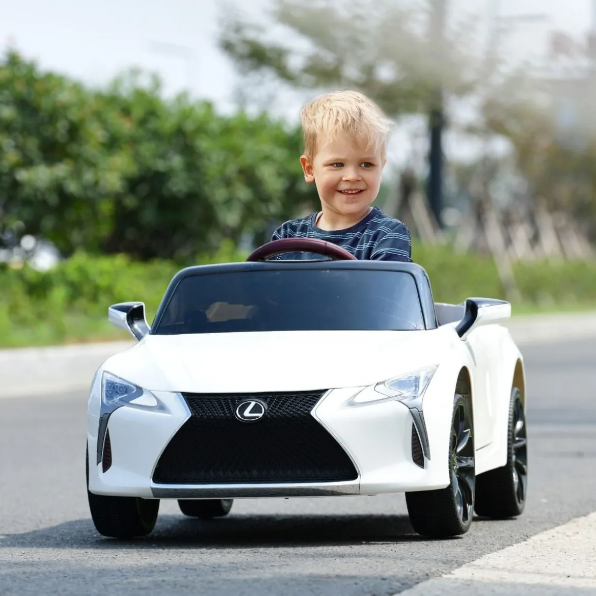 Kinder Elektroauto mit 2,4G Fernsteuerung & LED Leuchten & Musik Lexus LC500 Kinderfahrzeug Weiß