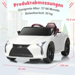 Kinder Elektroauto mit 2,4G Fernsteuerung & LED Leuchten & Musik Lexus LC500 Kinderfahrzeug Weiß