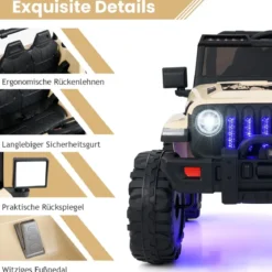 Kinder Elektroauto mit 2,4G-Fernbedienung & MP3 & Hupe 12V Elektro Kinderauto Khaki
