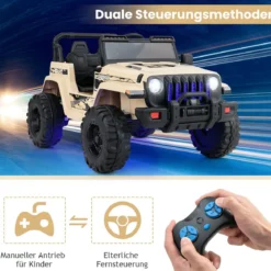 Kinder Elektroauto mit 2,4G-Fernbedienung & MP3 & Hupe 12V Elektro Kinderauto Khaki