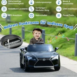 Kinder Elektroauto mit 2,4G Fernsteuerung & LED Leuchten & Musik Lexus LC500 Kinderfahrzeug Schwarz