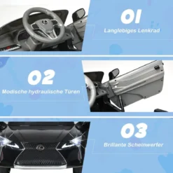 Kinder Elektroauto mit 2,4G Fernsteuerung & LED Leuchten & Musik Lexus LC500 Kinderfahrzeug Schwarz