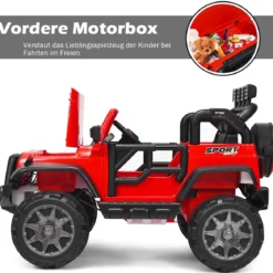 Kinder Elektroauto 2 Sitzer mit 2,4G-Fernbedienung 3 Gang 12V Kinderauto mit MP3 Rot