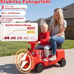 Kinder Elektroauto 12 V Kinderauto Elektrisch mit 2 Sitzen & 2 Motoren 95 x 41 x 51 cm Rot