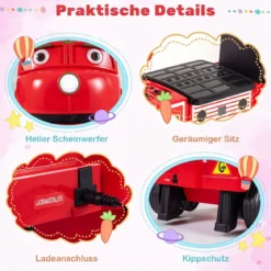 Kinder Elektroauto 12 V Kinderauto Elektrisch mit 2 Sitzen & 2 Motoren 95 x 41 x 51 cm Rot