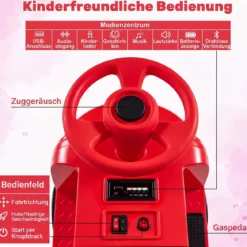 Kinder Elektroauto 12 V Kinderauto Elektrisch mit 2 Sitzen & 2 Motoren 95 x 41 x 51 cm Rot