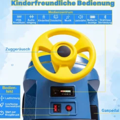 Kinder Elektroauto 12V Kinderauto Elektrisch mit 2 Sitzen & 2 Motoren 95 x 41 x 51 cm Blau