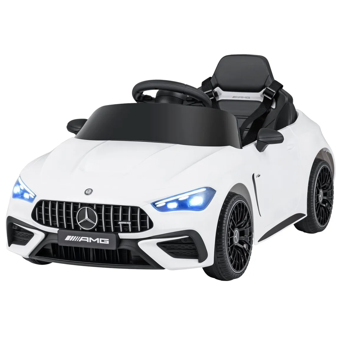 Kinder Elektroauto 12V Mercedes-AMG Kinderauto mit LED-Leuchten & 2,4G-Fernbedienung Weiß