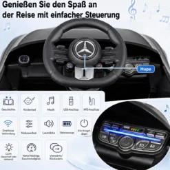 Kinder Elektroauto 12V Mercedes-AMG Kinderauto mit LED-Leuchten & 2,4G-Fernbedienung Schwarz