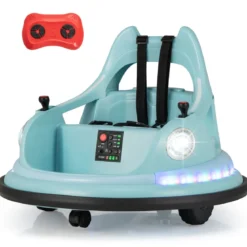 Kinder Elektro-Bumpercar 12V Batterie betrieben mit Fernbedienung & Doppel-Joysticks 360° Drehung Blau