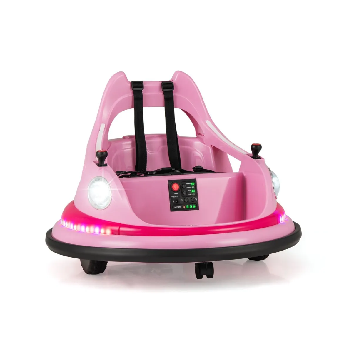 Kinder Elektro-Bumpercar 12V Batterie betrieben mit Fernbedienung & Doppel-Joysticks 360° Drehung Rosa