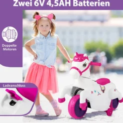 Kinder Elektro Motorrad mit Musik & LED & Stützrädern Elektromotorrad für Kinder ab 3 Jahren