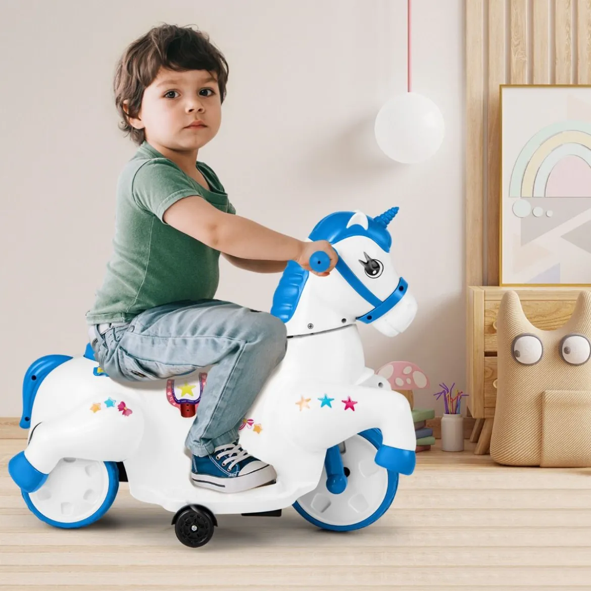 Kinder Elektro Motorrad mit Musik & LED & Stützrädern Elektromotorrad für Kinder ab 3 Jahren