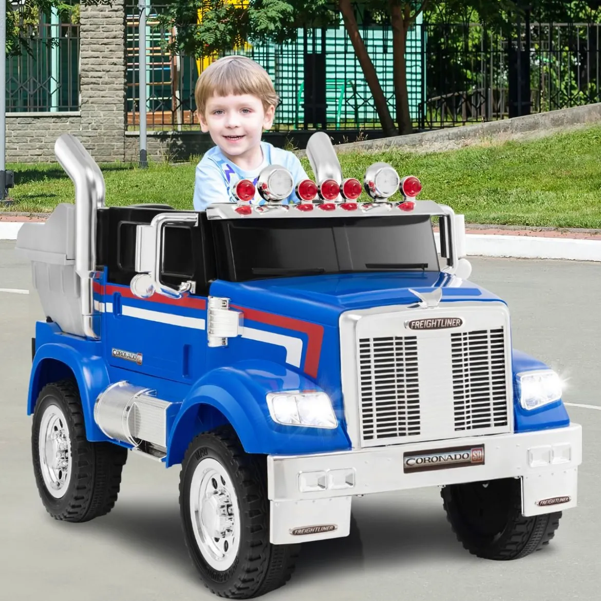 Kinder-Elektro-Traktor Optimus Prime Muldenkipper für Kinder 106,5 x 63,5 x 70 cm Blau