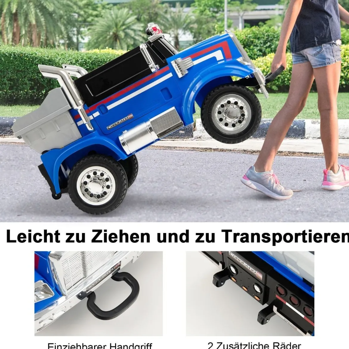 Kinder-Elektro-Traktor Optimus Prime Muldenkipper für Kinder 106,5 x 63,5 x 70 cm Blau