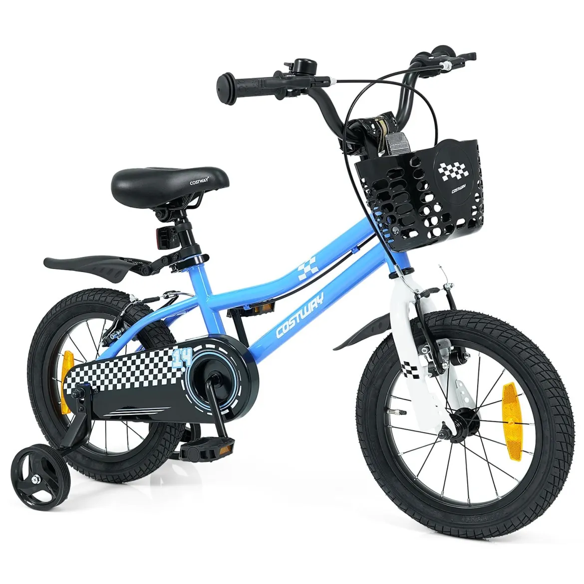 Kinderfahrrad 14/16 Zoll Fahrrad mit Höhenverstellbarem Sattel & Lenker für 3-5/4-7 Jahre Blau/Weiß