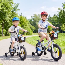 Kinderfahrrad 14/16 Zoll Fahrrad mit Höhenverstellbarem Sattel & Lenker für 3-5/4-7 Jahre Blau/Weiß